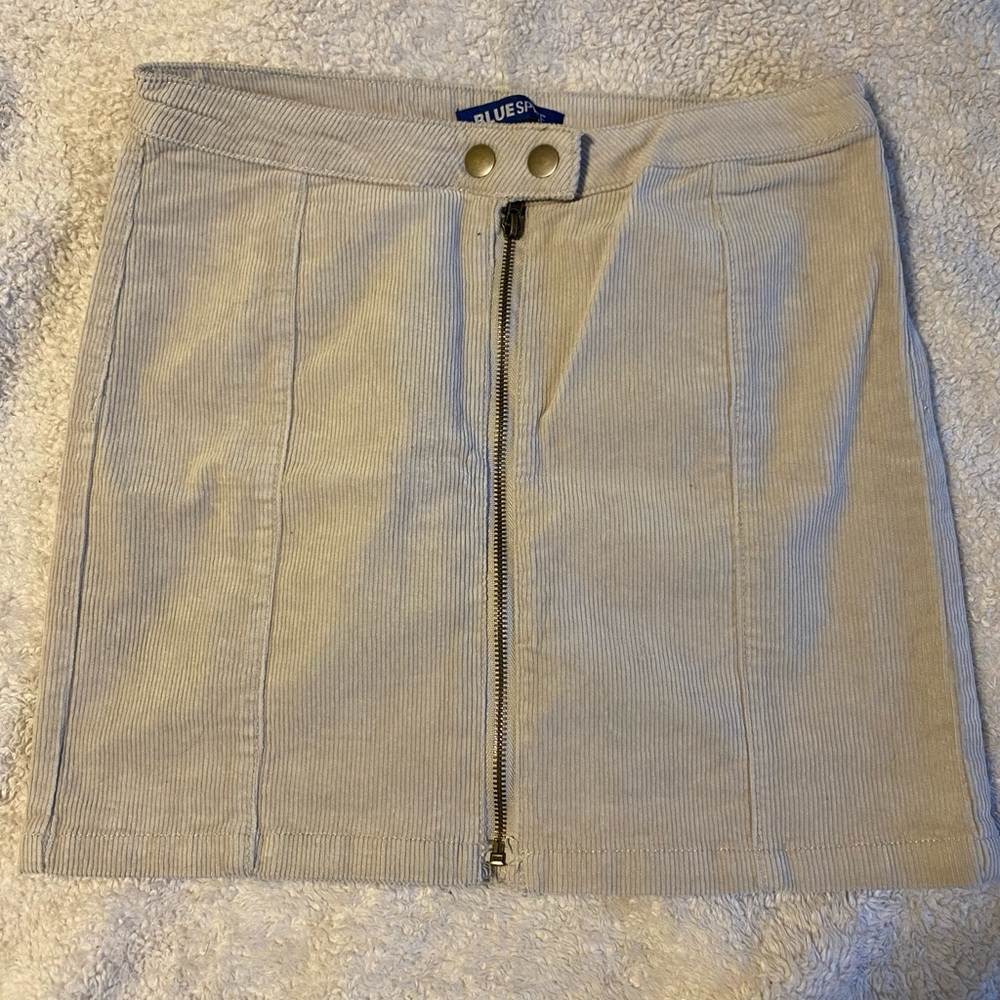 Cream Zipper Mini Skirt